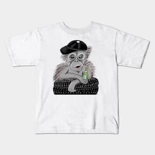 chimpanzee with beer Kids T-Shirt